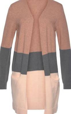 Strickjacken|Vivance Cardigan rosa-grau-apricot