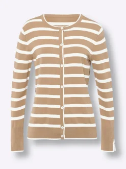Strickjacken|heine Cardigan camel-ecru-gestreift