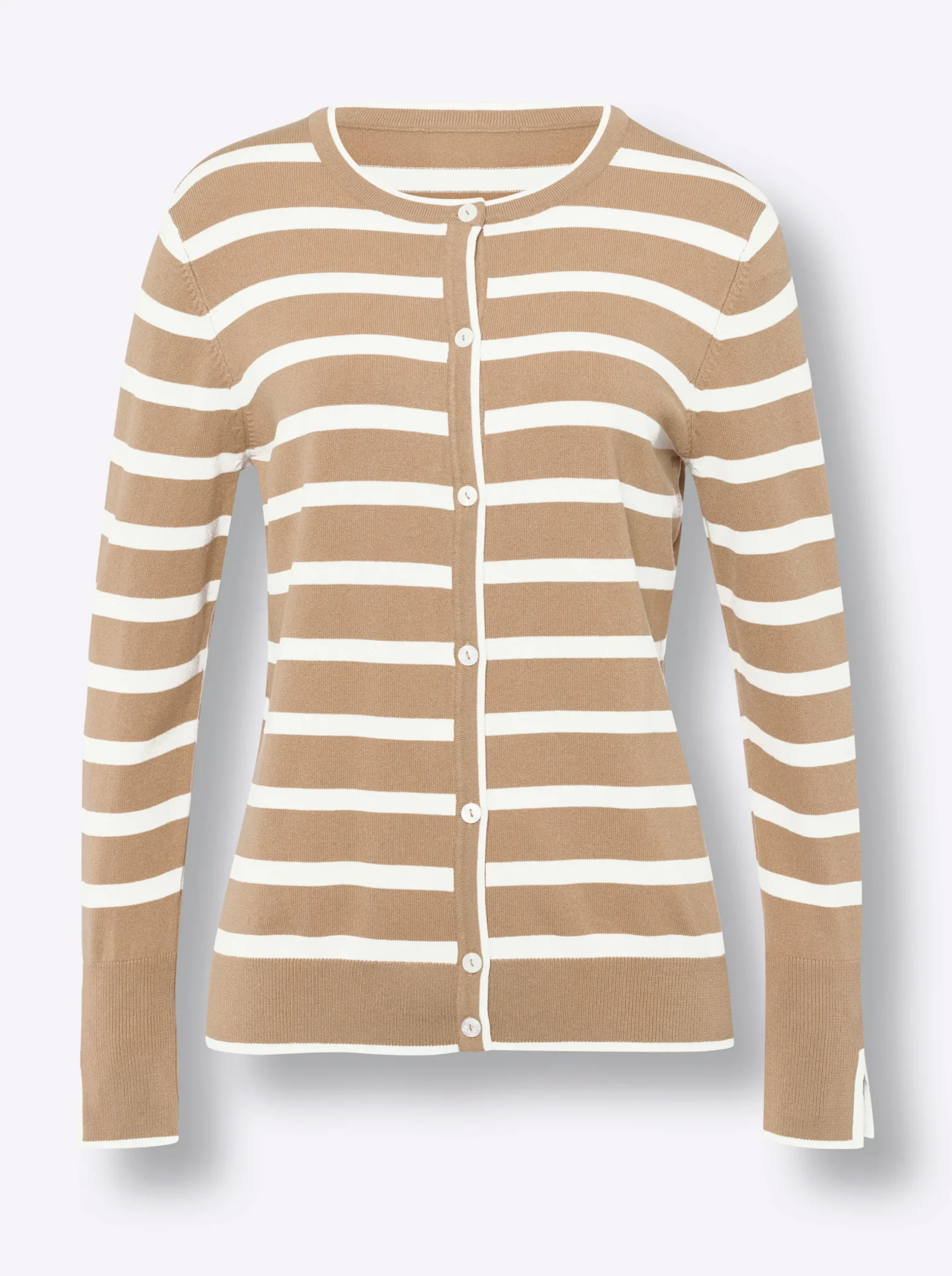 Strickjacken|heine Cardigan camel-ecru-gestreift