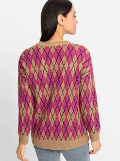 Strickjacken|heine Cardigan camel-fuchsia-gemustert