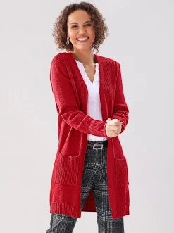 Strickjacken| Cardigan mit 2 Taschen rot