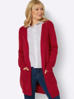 Strickjacken| Cardigan mit 2 Taschen rot