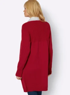 Strickjacken| Cardigan mit 2 Taschen rot