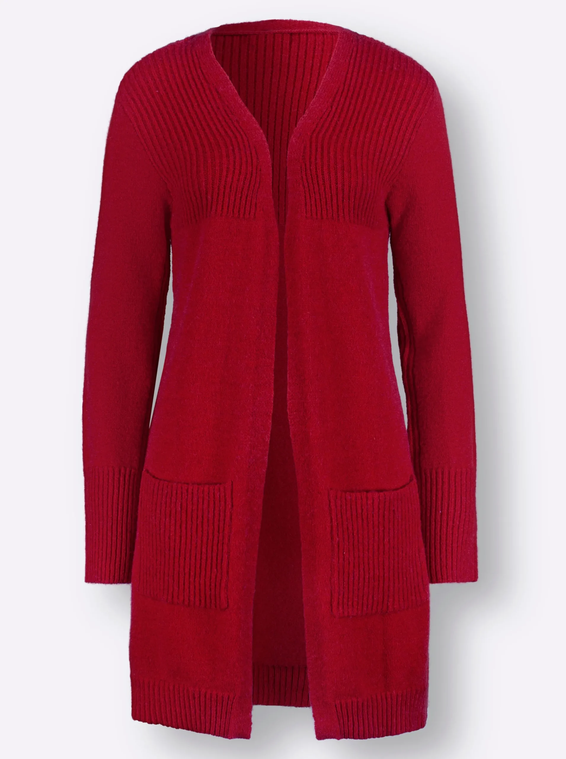 Strickjacken| Cardigan mit 2 Taschen rot