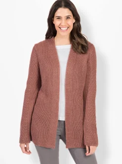 Strickjacken| Cardigan mit Grobstrick- und Zopfmuster rosenholz-meliert