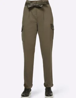 Hosen|heine Cargohose mit Lederimitat-Details khaki