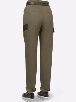 Hosen|heine Cargohose mit Lederimitat-Details khaki