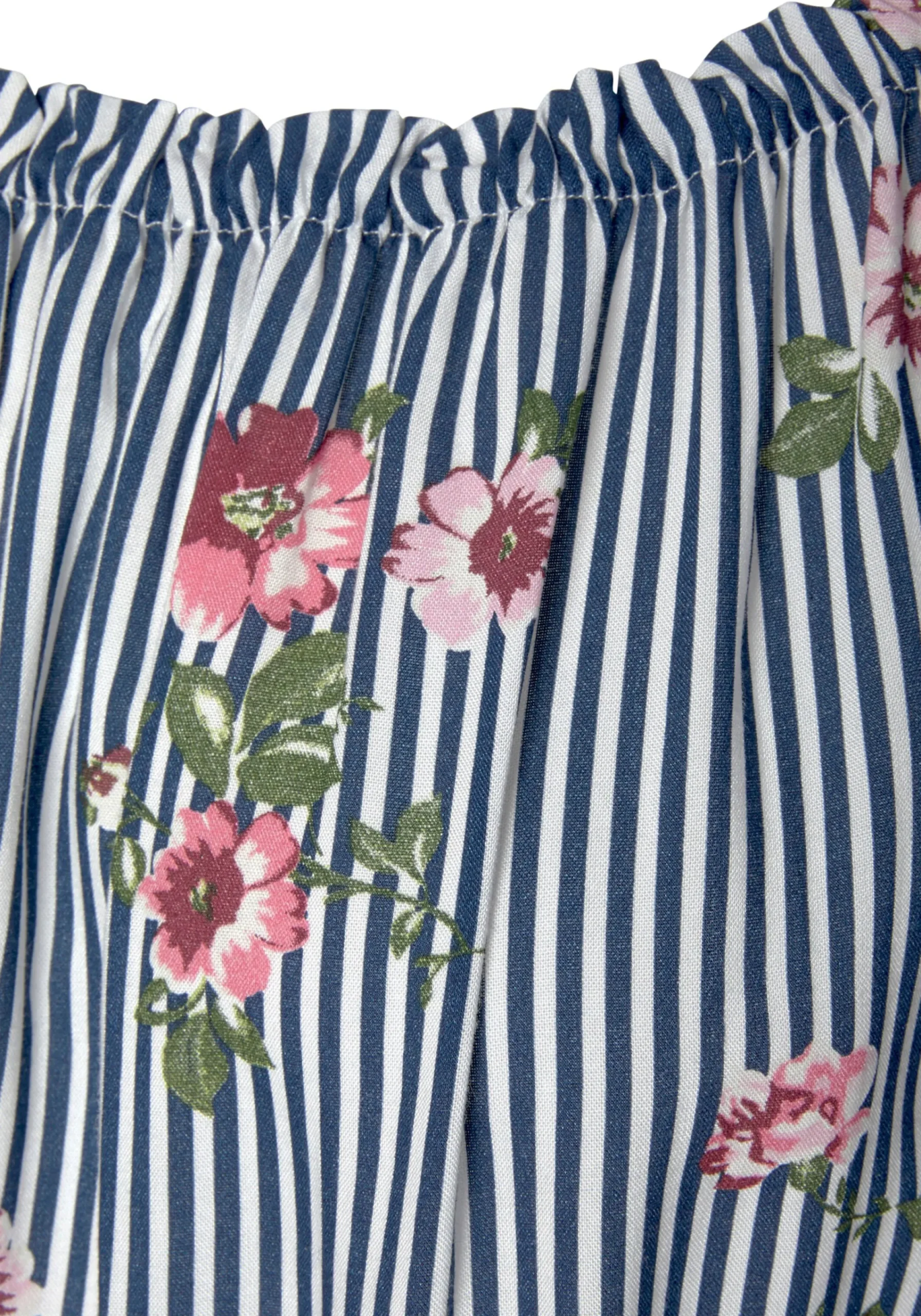 Strandmode|Blusen|LASCANA Carmenbluse marine-weiß-gestreift