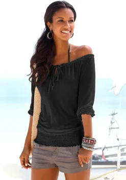 Strandmode|Shirts|LASCANA Carmenshirt schwarz