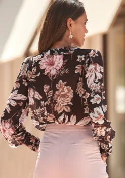 Blusen|LASCANA Chiffonbluse schwarzbedruckt