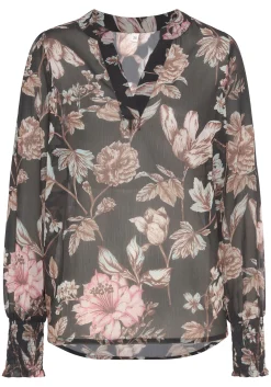 Blusen|LASCANA Chiffonbluse schwarzbedruckt