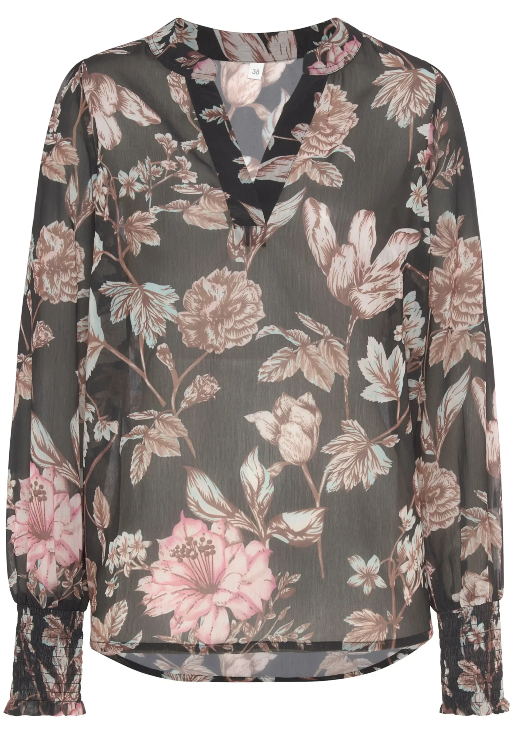 Blusen|LASCANA Chiffonbluse schwarzbedruckt