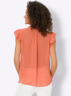 Blusen|heine Chiffonbluse mit Flügel-Ärmel papaya