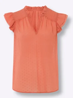 Blusen|heine Chiffonbluse mit Flügel-Ärmel papaya