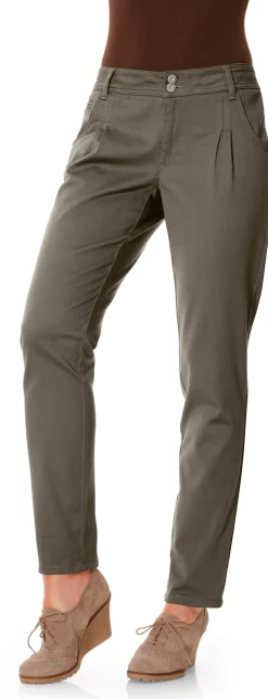 Basics|Hosen|heine Chinohose in Karotten-Form oliv