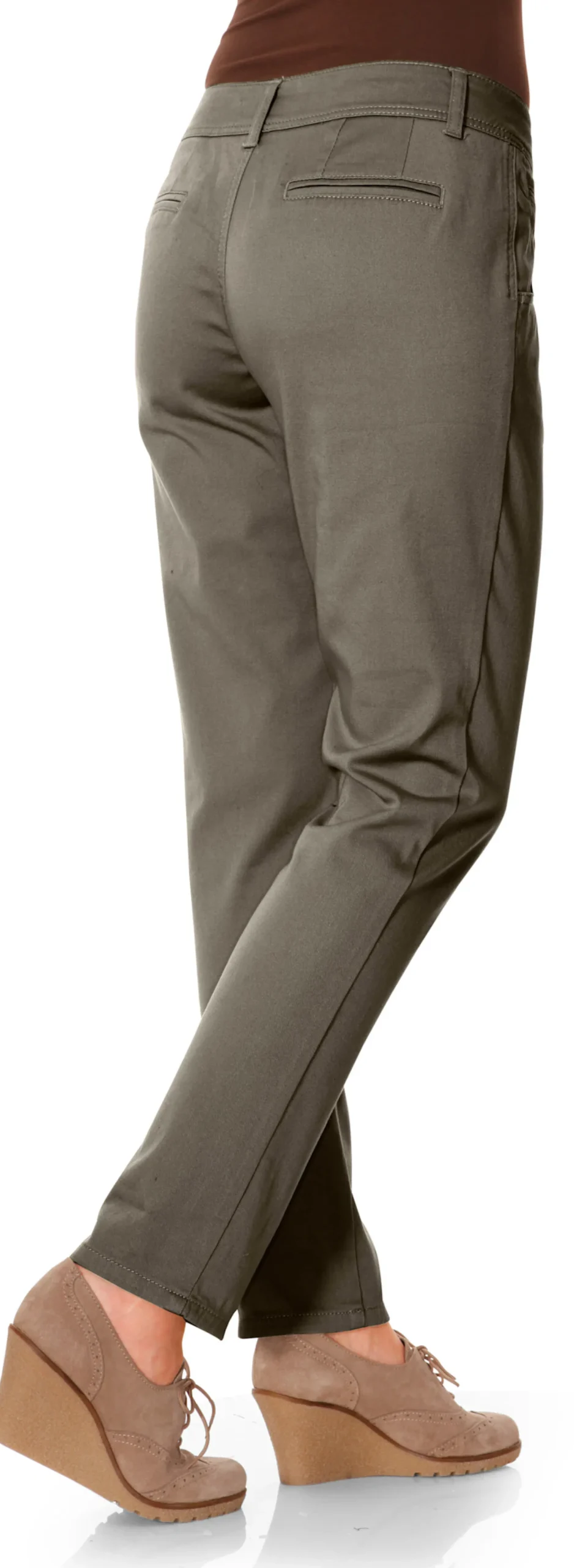 Basics|Hosen|heine Chinohose in Karotten-Form oliv