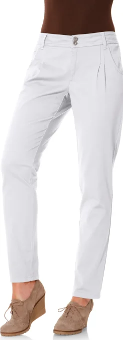 Basics|heine Chinohose in Karotten-Form weiß