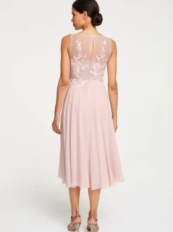 Kleider|heine Cocktailkleid mit Blütenstickerei, ärmellos puder