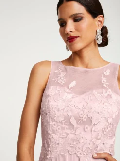 Kleider|heine Cocktailkleid mit Blütenstickerei, ärmellos puder