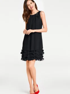 Abendkleider|heine Cocktailkleid mit Rüschen am Saum schwarz