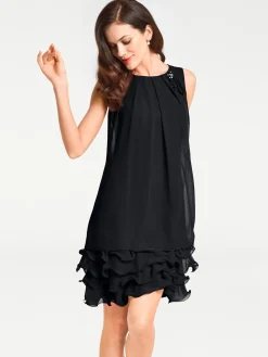 Abendkleider|heine Cocktailkleid mit Rüschen am Saum schwarz