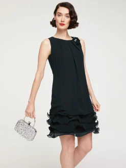 Abendkleider|heine Cocktailkleid mit Rüschen am Saum schwarz