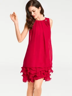 Abendkleider|Kleider|heine Cocktailkleid mit Rüschen am Saum rot
