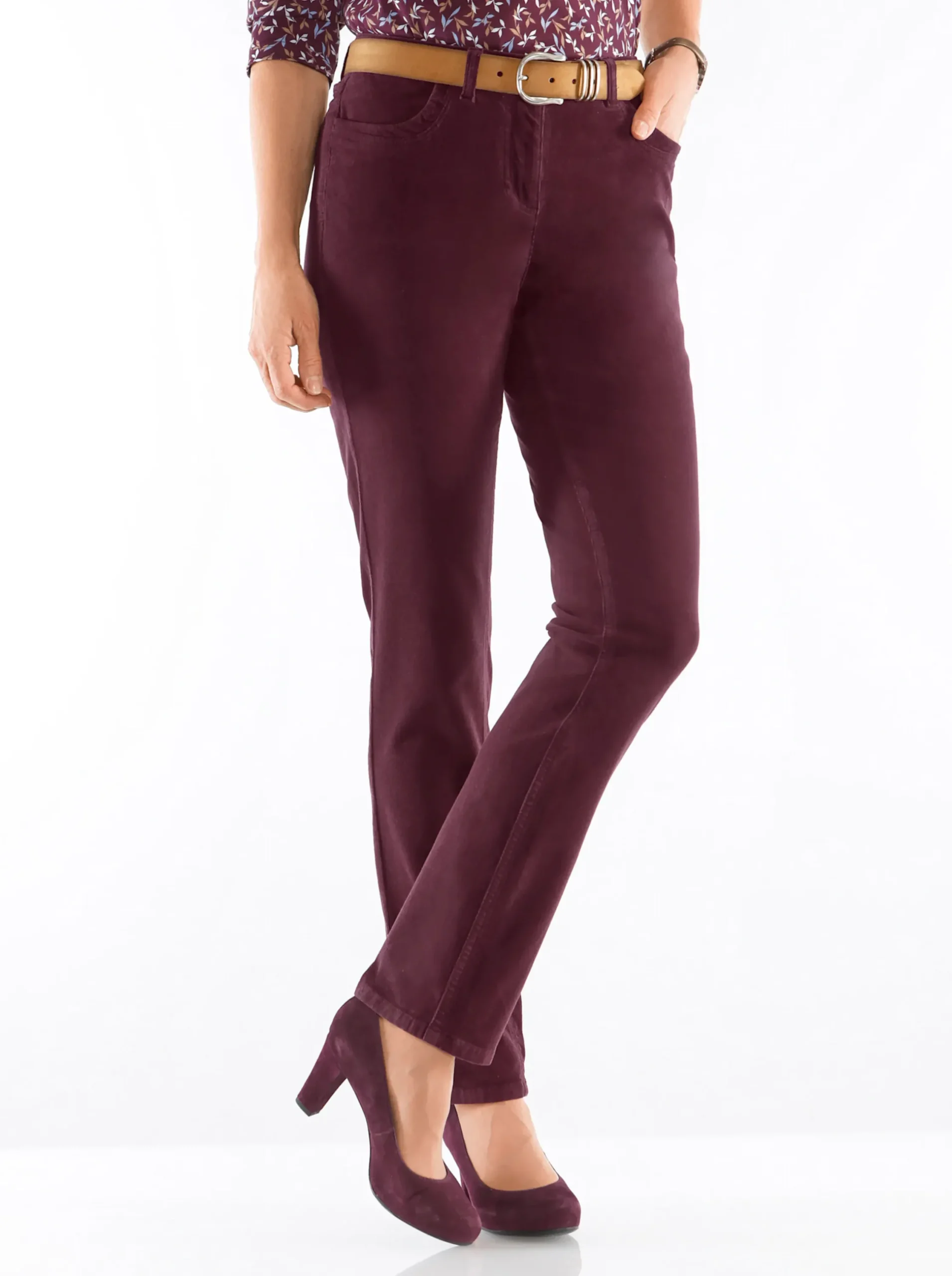 Hosen| Cordhose in Stretch-Qualität burgund