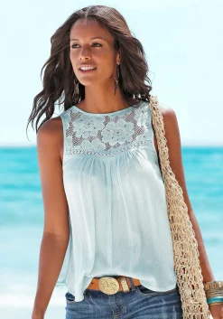 Strandmode|Blusen|Buffalo Crepebluse türkis