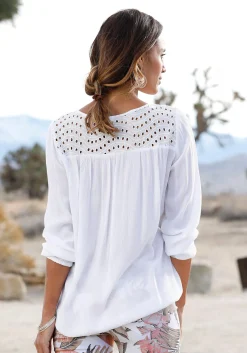 Strandmode|LASCANA Crepebluse weiß