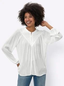 Blusen|heine Crinklebluse ecru