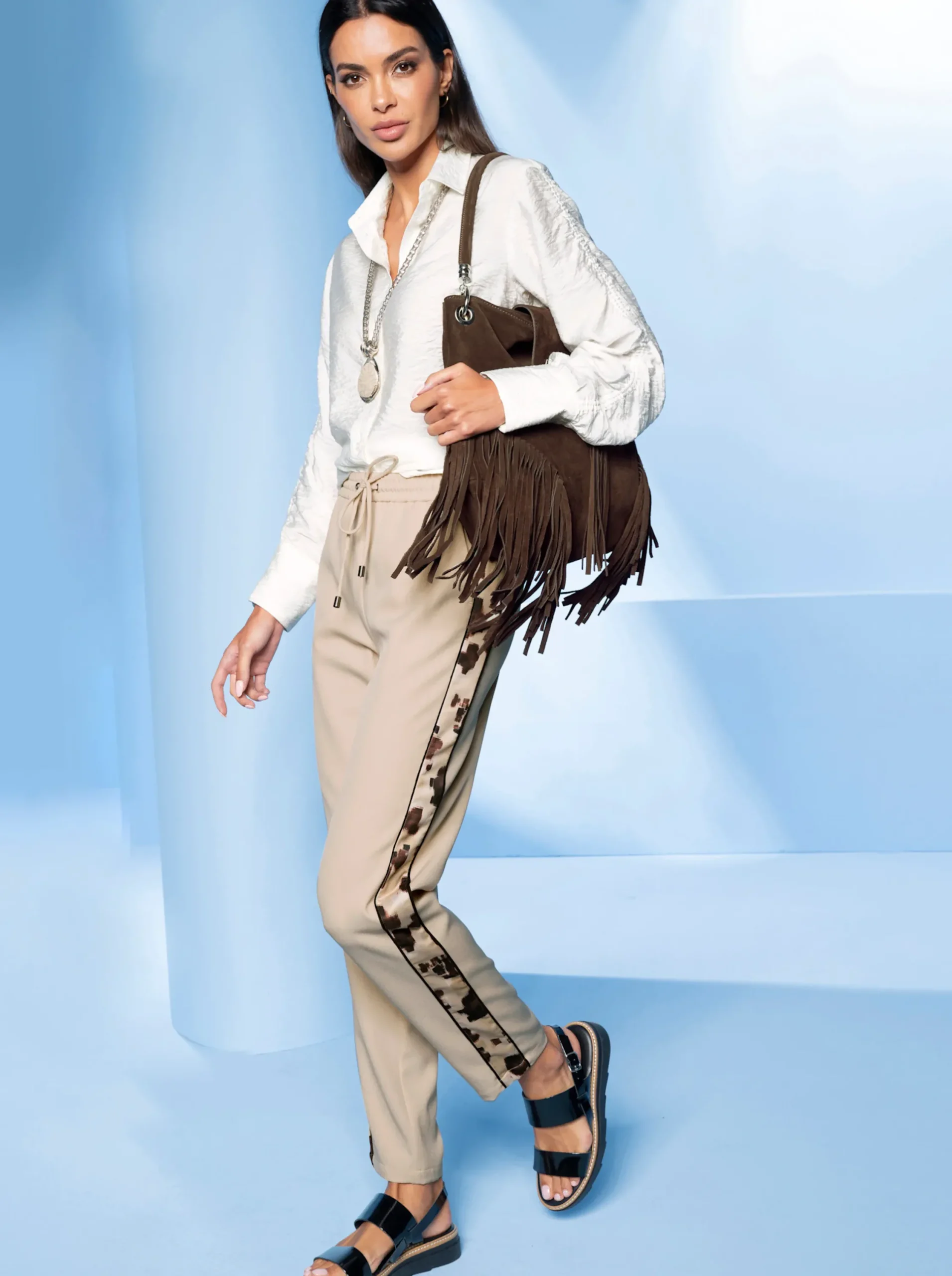 Blusen|heine Crinklebluse mit Raffungen ecru