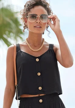 Strandmode|Shirts|Vivance Crop-Top schwarz