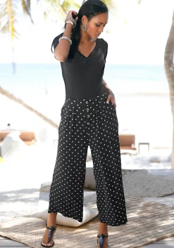 Strandmode|LASCANA Culotte schwarz-weiß-gepunktet