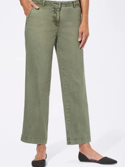 Hosen| Culotte mit aufgesetzten Taschen hinten khaki