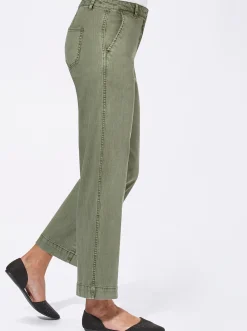 Hosen| Culotte mit aufgesetzten Taschen hinten khaki