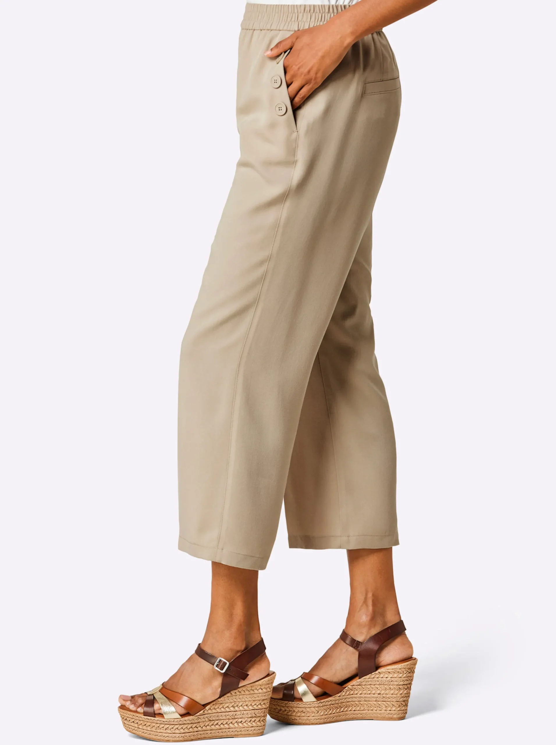 Hosen|Stehmann Comfort line Culotte mit Dehnbund beige
