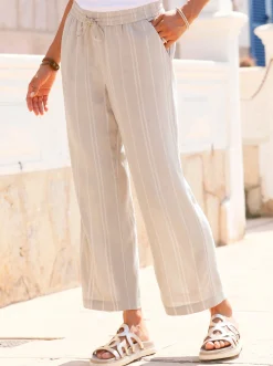 Hosen| Culotte mit Jacquard-Streifen sand-gestreift