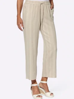 Hosen| Culotte mit Jacquard-Streifen sand-gestreift