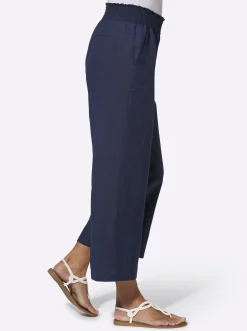 Basics|Hosen| Culotte mit Leinen-Anteil marine