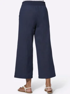 Basics|Hosen| Culotte mit Leinen-Anteil marine
