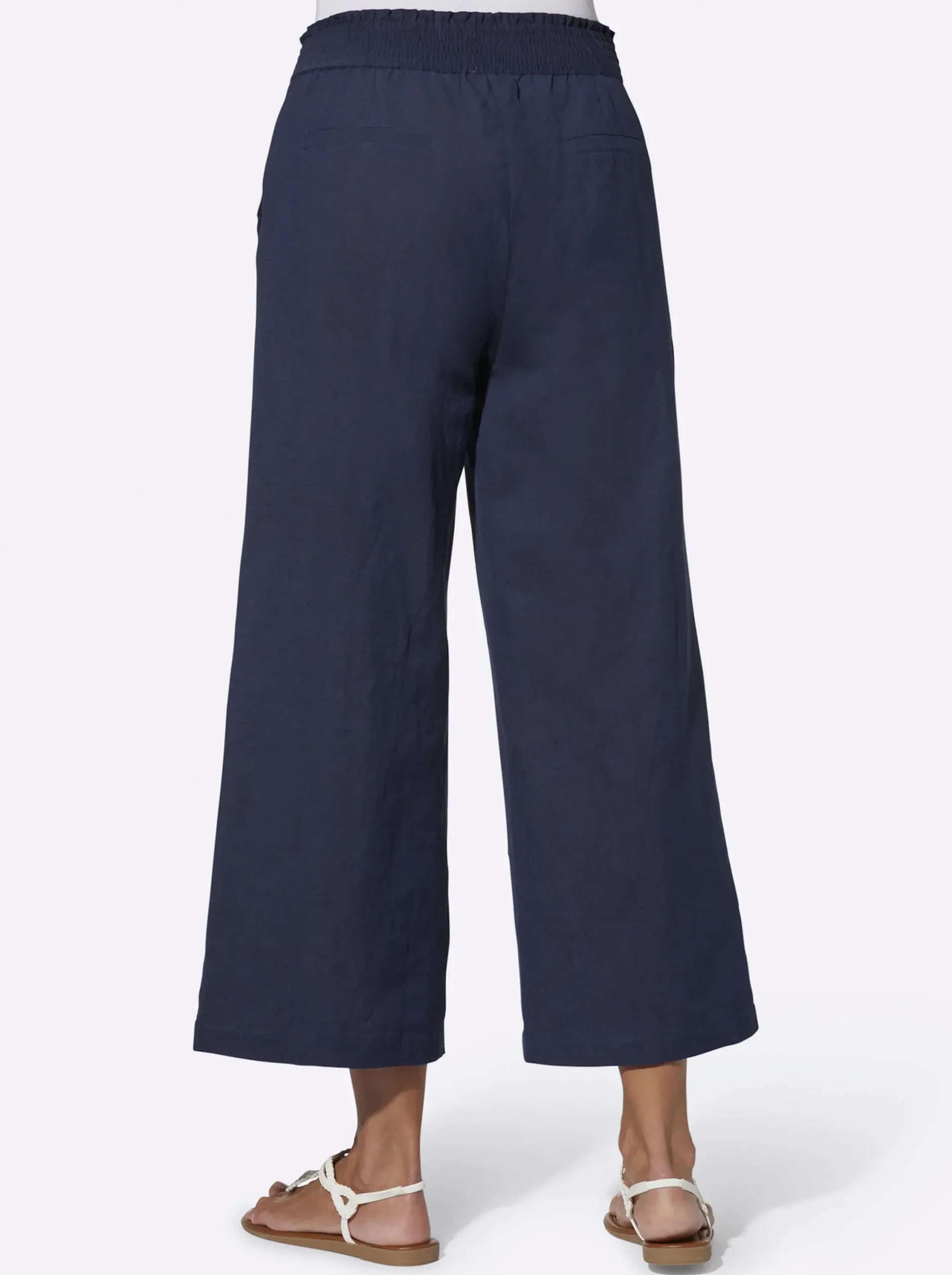 Basics|Hosen| Culotte mit Leinen-Anteil marine