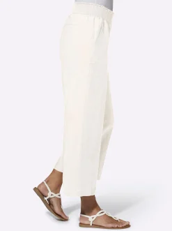 Strandmode|Basics| Culotte mit Leinen-Anteil ecru