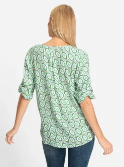 Strandmode|Blusen|heine Druckbluse ecru-mint-bedruckt