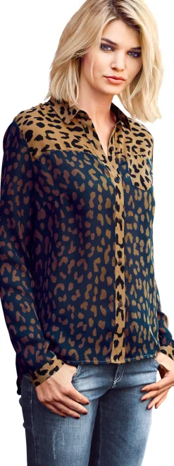 Blusen|heine Druckbluse marine