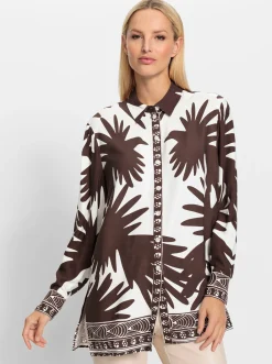 Blusen|heine Druckbluse schoko-weiß-bedruckt