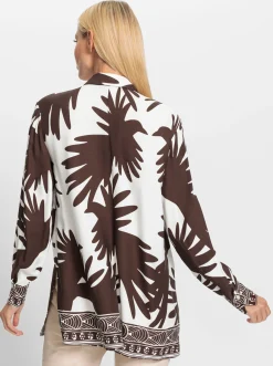Blusen|heine Druckbluse schoko-weiß-bedruckt