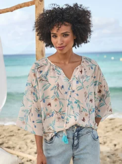Blusen|heine Druckbluse elfenbein-salbei-bedruckt