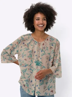 Blusen|heine Druckbluse elfenbein-salbei-bedruckt