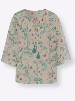 Blusen|heine Druckbluse elfenbein-salbei-bedruckt
